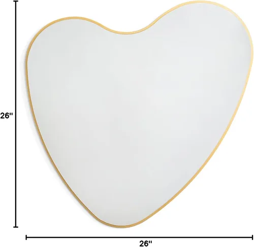 Vista 10 de Espejo de pared de corazón irregular Bonita forma dibujada a mano Elegante borde de latón sin marco Decoración moderna del hogar