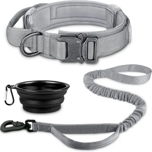 Vista 15 de COOYOO Juego de 3 collares tácticos para perros, collar ajustable de nailon para entrenamiento militar con mango de control y hebilla de metal