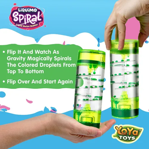 Vista 2 de YoYa Toys Liquimo Spiral - Liquid Motion Bubbler (paquete de 3) - Temporizador líquido de reloj de arena para niños y adultos - Juguetes