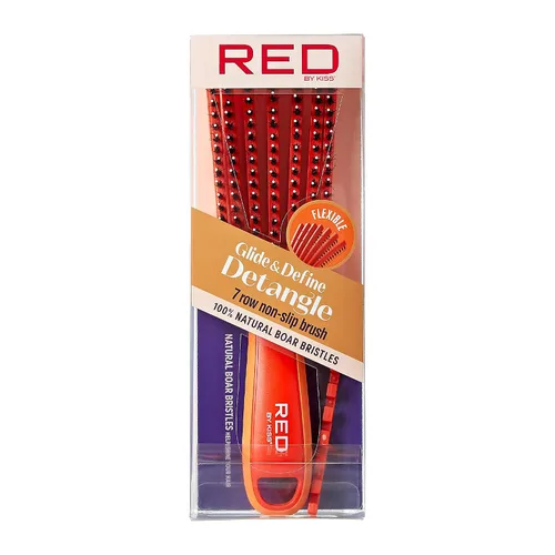 Vista 9 de Red by Kiss Glide & Define Cepillo desenredante con punta de bola antideslizante para el cuidado natural del cuero cabelludo, cerdas resistentes al