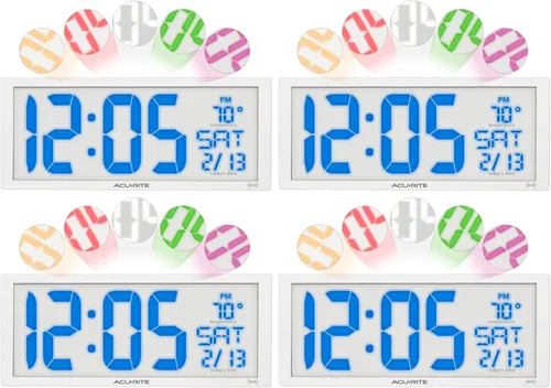 Vista 9 de AcuRite 75114M Reloj digital LED de 10 pulgadas con atenuación automática de brillo, blanco