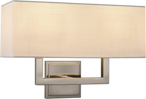 Vista 9 de Kira Home Haven - Lámpara de pared moderna de 16 pulgadas, 2 luces + pantalla rectangular de tela blanca, acabado de níquel cepillado