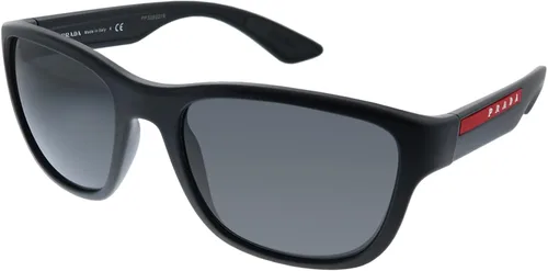 Vista 2 de Prada Linea Rossa PS 01US DG05S0 - Lentes de sol cuadrados de plástico negro lente gris