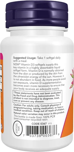 Vista 3 de Now Foods Suplementos, Vitamina D-3 2000 UI, Alta Potencia, Apoyo Estructural*, 120 cápsulas blandas