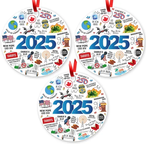 Vista 11 de Soul Décor - Adornos de Navidad 2020, gran adorno redondo de metal de 3.75 pulgadas para 2021, bolsa de terciopelo de Sigo Signs incluida