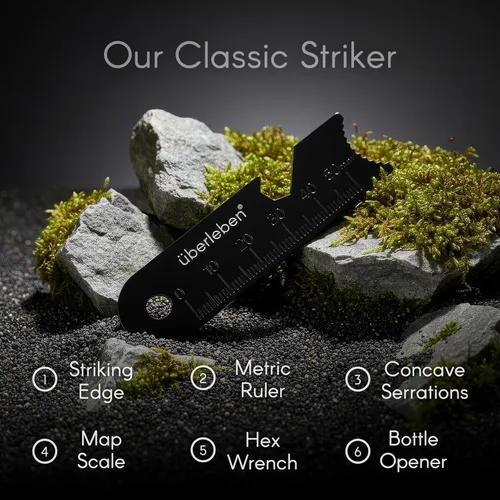 Vista 5 de überleben Zünden Original Ferro Rod Fire Starter Survival Tool – Up to 15,000 Strikes, 3/8" Fire Steel with Wood Handle, Multi-Tool Striker &