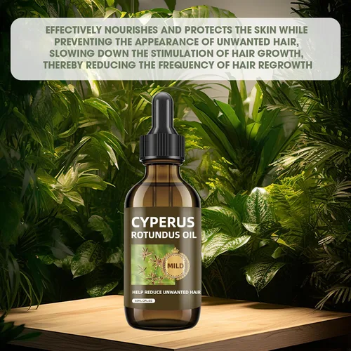 Vista 5 de Aceite Cyperus Rotundus para depilación: reduce el crecimiento no deseado del cabello, ralentiza el nuevo crecimiento, hidrata la piel y reduce