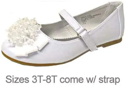 Vista 5 de Zapatos planos para niñas con lazo de cuentas de cristal (7 niños pequeños, blanco), Blanco