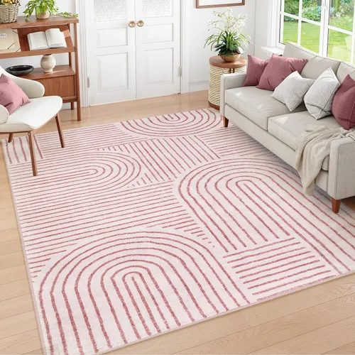 Vista 18 de Lahome Alfombras lavables abstractas, alfombra azul de 4 x 6 pies para dormitorio, guardería, suave, antideslizante, moderna, alfombra ultradelgada