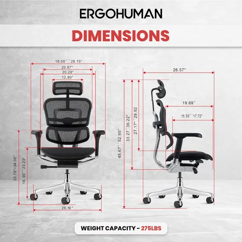 Vista 3 de Silla ergonómica giratoria, de malla, altura de asiento de 18.1 pulgadas a 22.9 pulgadas, respaldo alto con apoyacabezas, color borgoña, de Negro