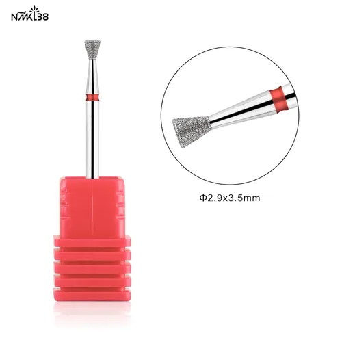 Vista 2 de Brocas de diamante cónico para preparación de uñas 3/32 vástago de broca limpiador de cutículas herramienta