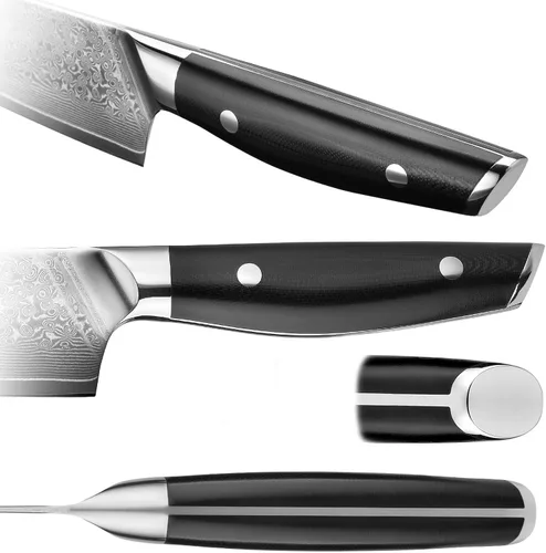 Vista 3 de Klaus Meyer Luxor - Cuchillo de chef de 8 pulgadas, cuchillo de cocina de damasco, cuchillo de chef japonés VG10 de acero inoxidable de alto carbono