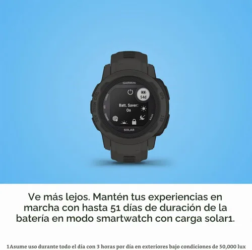 Vista 3 de Garmin Instinct 2S Solar, reloj resistente para exteriores de menor tamaño con GPS y con capacidad de carga solar, construido para todos los Grafito