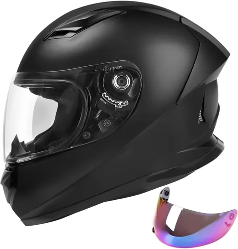 Vista 7 de JAGASOL DOT Cascos Ligeros de Motocicleta de Cara Completa para Bicicleta de Calle con Visera Extra Tintada para Adultos Hombres y Mujeres, Aprobado