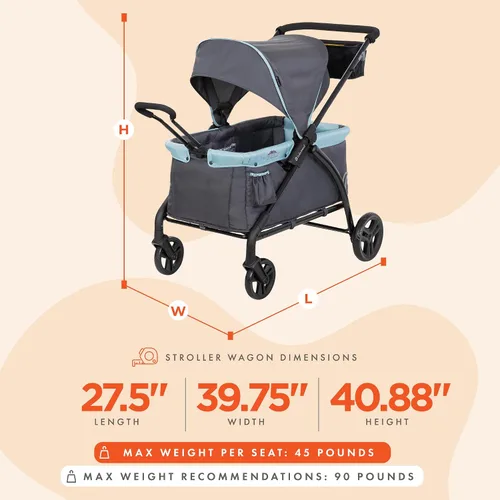 Vista 3 de Baby Trend Cochecito Vagón Expedition/Tour LTE 2 en 1, Azul Desierto