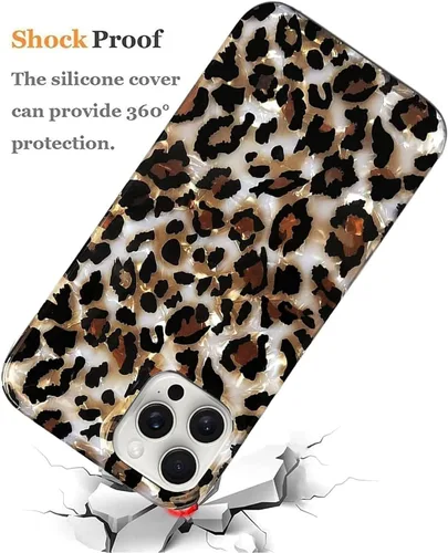 Vista 6 de J.west - Funda compatible con iPhone 15 Pro de 6.1 pulgadas, diseño elegante, translúcido, brillante, con estampado de leopardo y guepardo, diseño