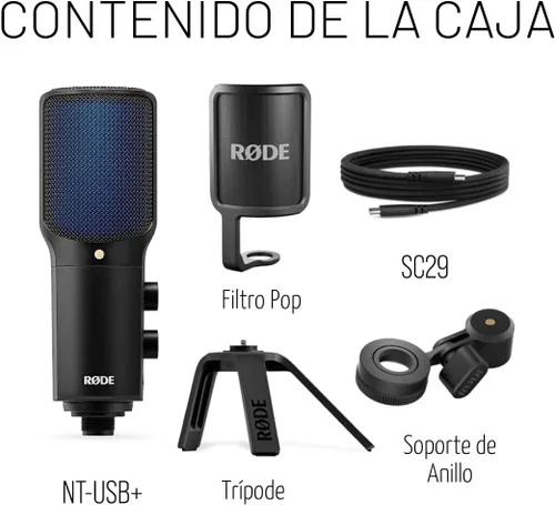 Vista 8 de RØDE NT-USB+ Micrófono condensador USB de grado profesional para grabar audio de calidad de estudio directamente en una computadora o dispositivo