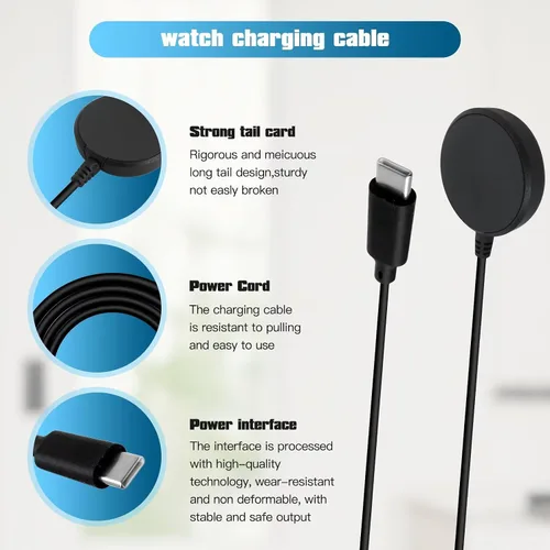Vista 5 de Base de carga rápida USB C para Samsung Galaxy Watch, compatible con reloj 8/8 Classic/Ultra/7/6/6 Classic/5/5 Pro/4/4 Classic/3/Active/FE