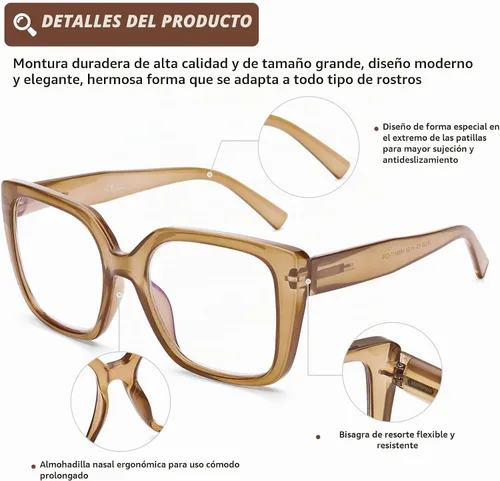 Vista 4 de DOOViC 3 Pack Oversized Reading Glasses for Women Blue Light Blocking Square Stylish Computer Readers