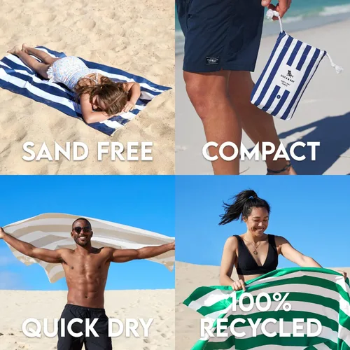 Vista 7 de Toalla de playa Dock & Bay - Secado rápido, sin arena - Compacta, ligera - 100% reciclada - Incluye bolsa - Cabaña - Bondi Blue - Extra grande