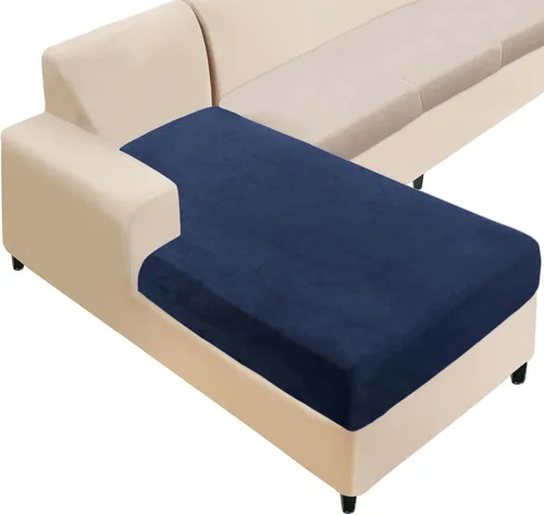 Vista 38 de NAISI Fundas de cojín de sofá de terciopelo elásticas de 1 pieza, fundas de asiento de sofá o respaldo, fundas suaves individuales para sofá Beige