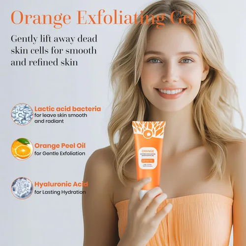 Vista 2 de 2 unidades de gel exfoliante naranja, gel hidratante para rostro y cuerpo, gel exfoliante de enzimas naranjas, exfoliante facial hidratante
