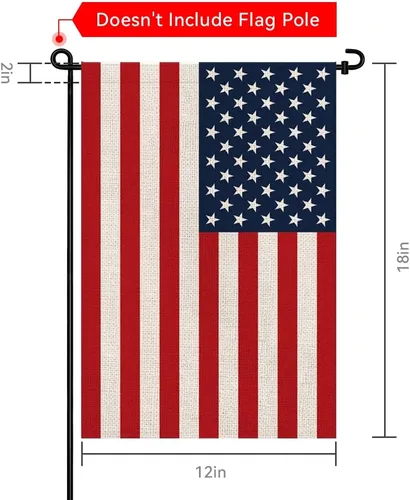 Vista 2 de Bandera americana de Estados Unidos, pequeñas banderas de jardín americanas para patio, porche, día de la independencia, festival patriótico