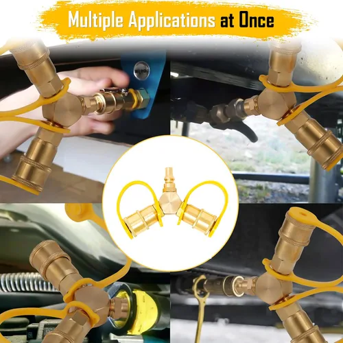 Vista 5 de Gas One Adaptador divisor en Y de propano de conexión rápida de 1/4 pulgadas para remolque de RV y manguera de propano de conexión rápida Conéctate