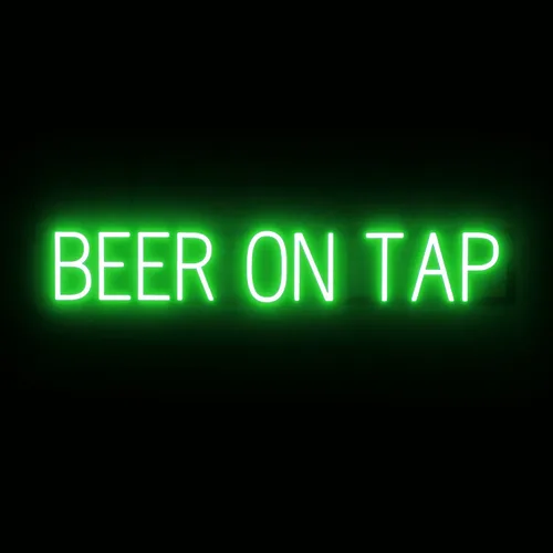Vista 18 de SpellBrite Letrero de cerveza fría Letrero relacionado con la cerveza con aspecto de neón, fuente de luz LED verde 16.8 x 15.0 pulgadas