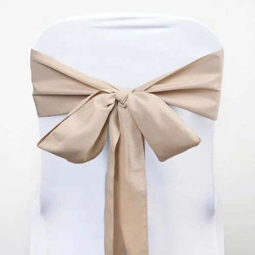 Vista 13 de Efavormart 5 piezas de fajas para sillas de poliéster color beige con lazos para decoración de sillas en bodas, eventos, suministros para decoración
