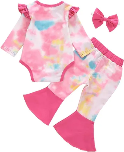 Vista 2 de Coralup Conjunto de 3 piezas de ropa para bebés y niñas con diadema de 0 a 24 meses