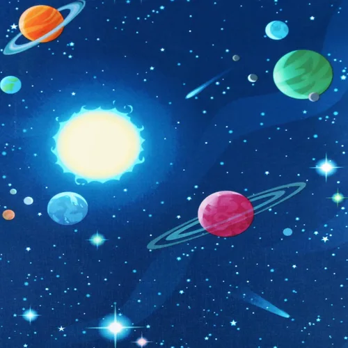 Vista 5 de MyFun Papel tapiz de planetas solares de 11 yardas, diseño espacial del universo de fantasía, calcomanías extraíbles para habitación de niños, 48.4