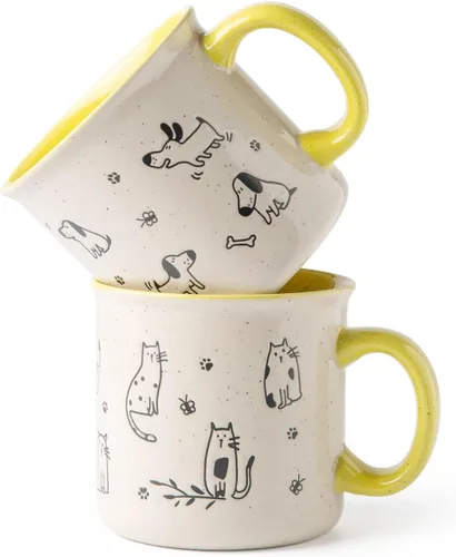 Vista 10 de AmorArc Juego de 2 tazas de café de cerámica grandes de 22 onzas, tazas de gran tamaño con mango grande para hombres, mujeres, papá, mamá, taza