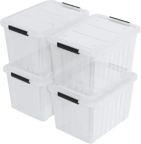 Vista 2 de Farmoon 3 paquetes de contenedores de almacenamiento con tapa transparente, caja de almacenamiento con asa Plástico, apilable