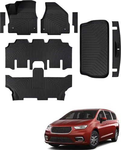 Vista 43 de Alfombrillas para suelo de Dodge Durango 2016-2025 2026 de 6 asientos, protector de carga para todo tipo de clima, TPE resistente, impermeable