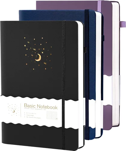 Vista 16 de CAGIE Cuaderno rayado para trabajo, cuaderno de tapa dura para escribir, mujeres y hombres, diario para tomar notas con lazo para bolígrafo