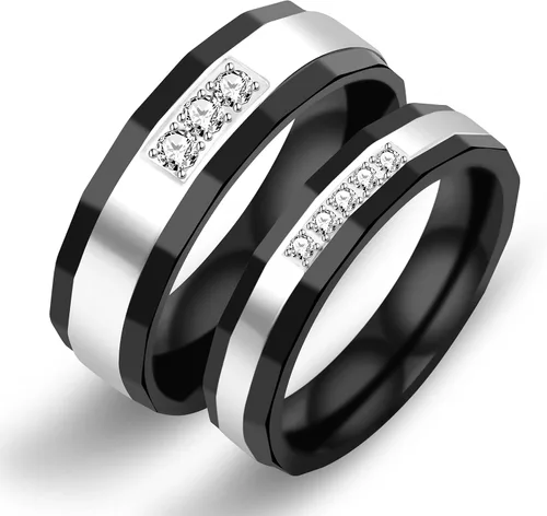 Vista 9 de Uloveido Anillos de compromiso de boda de acero inoxidable de titanio para parejas, grabados, amor real Y552