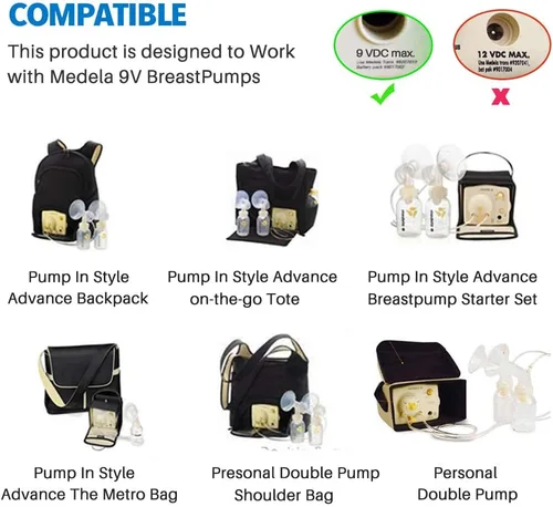 Vista 2 de Maymom Adaptador para sacador de leche Medela para encendedor de auto de 9 voltios, adaptador aprobado por CE FCC, repuesto de pieza #67174