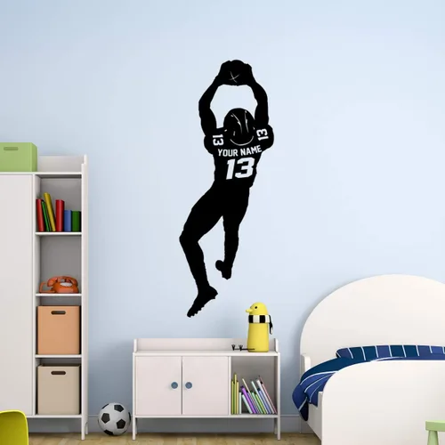 Vista 2 de VWAQ Calcomanía de pared personalizada de jugador de fútbol – Nombre personalizado Deportes calcomanía decorativa de vinilo – CS48