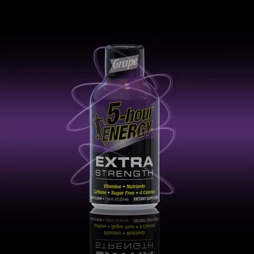 Vista 2 de 5 Hour Energy Shot Extra Strength Grape- Paquete de 96 botellas de 2 onzas