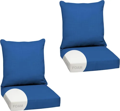 Vista 17 de Arden - Juego de cojines de asiento profundo para exteriores, espuma, 24x24, aguamarina