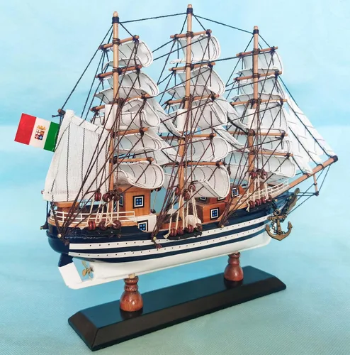Vista 5 de SAILINGSTORY Modelo de Madera Nave Amerigo Vespucci 1/300 Escala Réplica Detalles auténticos artesanales, decoración náutica, modelo de velero