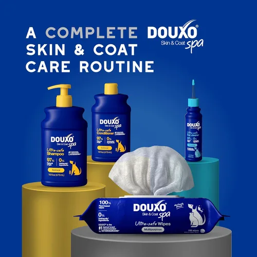 Vista 8 de DOUXO® Skin & Coat SPA - Toallitas Multiusos Ultra Seguras para Perros y Gatos, 100 Toallitas, Elimina Suavemente Manchas de Lágrimas y Saliva, Deja