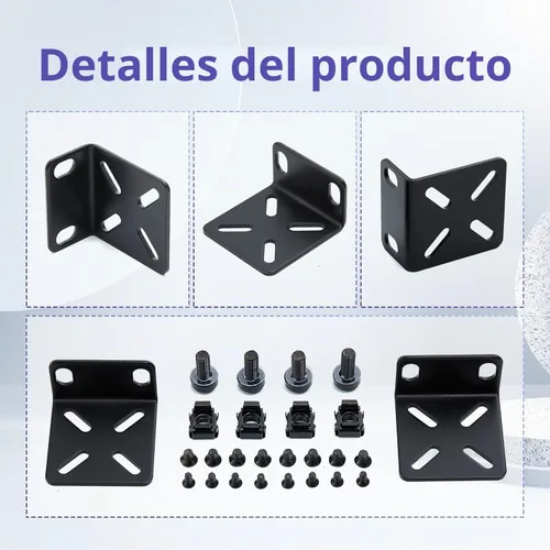 Vista 3 de Kit de montaje en rack para switches de 17.3 pulgadas, orejas de rack ajustables para productos Buffalo Tech, Cisco, NETGEAR, Dell, D-Link, Linksys