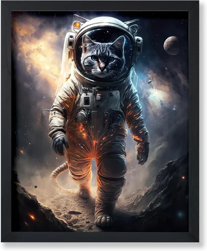 Vista 30 de Poster Master Póster vintage de animales – Impresión retro divertida – Regalo para artista, amigo – Oso Grizzly en traje espacial, astronauta, luna