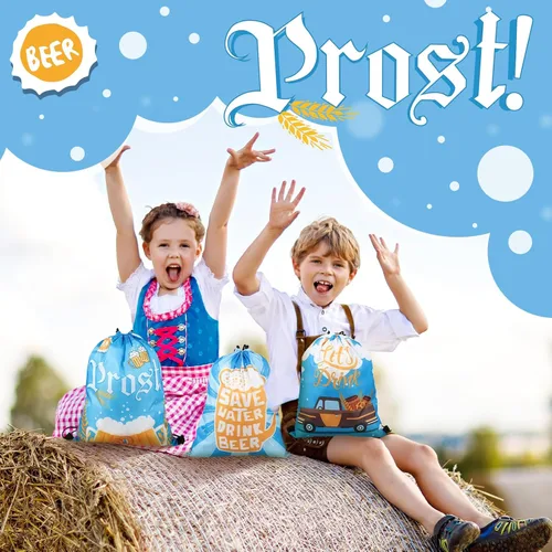 Vista 6 de Abbylike Oktoberfest - Bolsa con cordón para fiestas bávaras, bolsa de regalo para decoraciones de festivales de cerveza, 6 estilos, Como se muestra