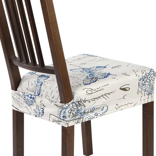 Vista 64 de SearchI Juego de 2 fundas de asiento elásticas para sillas de comedor, suaves, extraíbles y lavables, para sillas de comedor, protector de asiento