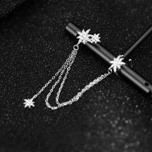 Vista 3 de SLUYNZ - Aretes de plata de ley 925 con diseño de estrella para mujeres adolescentes niñas aretes de estrella
