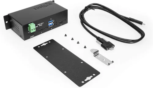 Vista 8 de Coolgear Hub USB industrial 3.2 Gen 2 tipo C de 4 puertos con puertos de bloqueo de tornillo y LED de estado