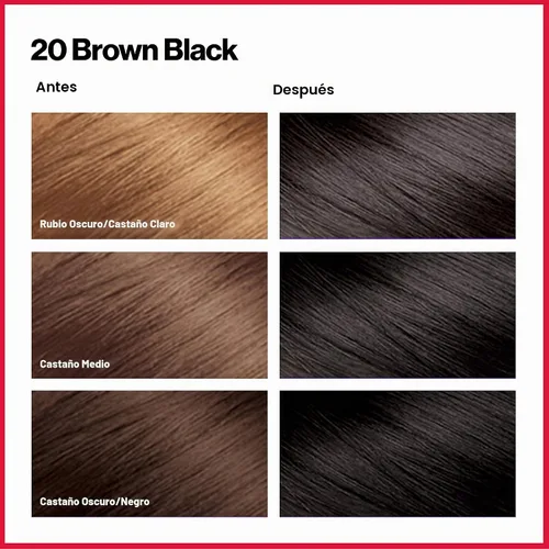 Vista 2 de Revlon Colorsilk - Tinte permanente para el cabello, con cobertura 100 % de las canas, sin amoniaco, queratina y aminoácidos, negro marrón 20, 4.4